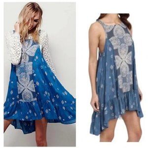 Free People Blue Printed Mini Dress